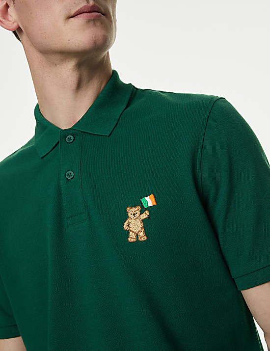 Kemeja Polo Katun Murni Spencer Bear&trade; Irlandia