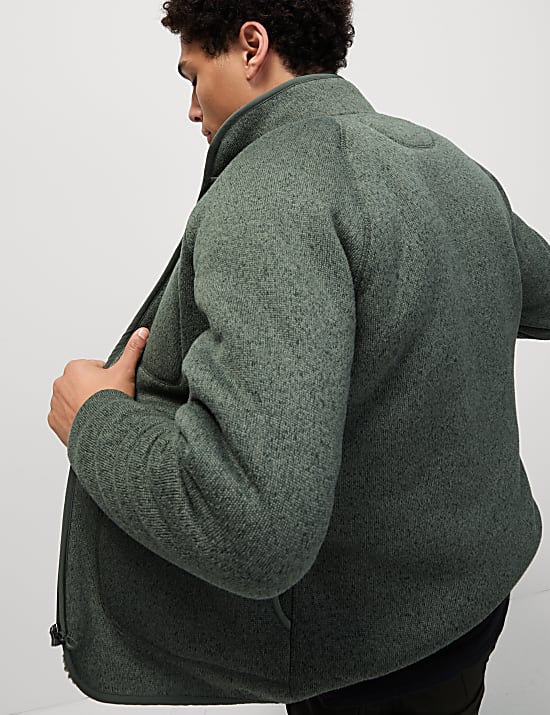 Fleece Lined Knitted Zip Up Jacket