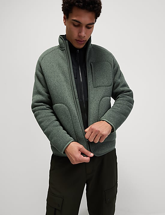 Fleece Lined Knitted Zip Up Jacket