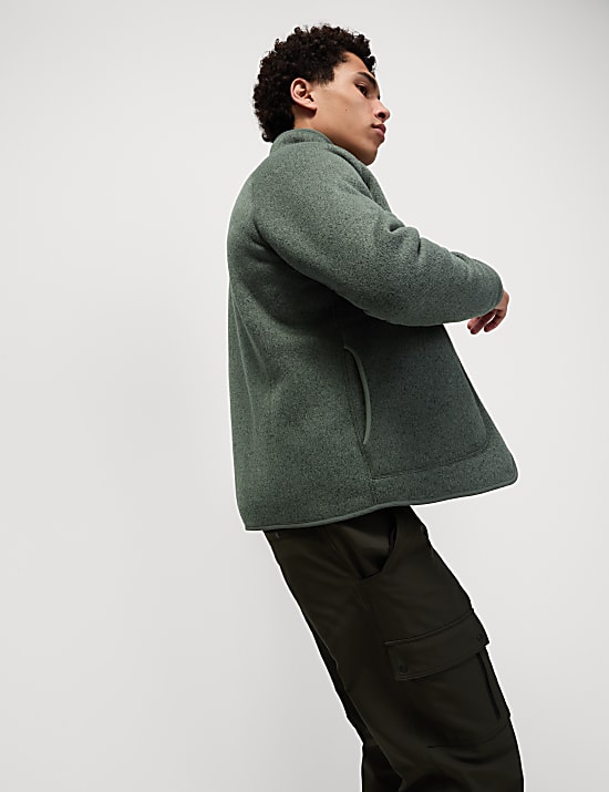 Fleece Lined Knitted Zip Up Jacket