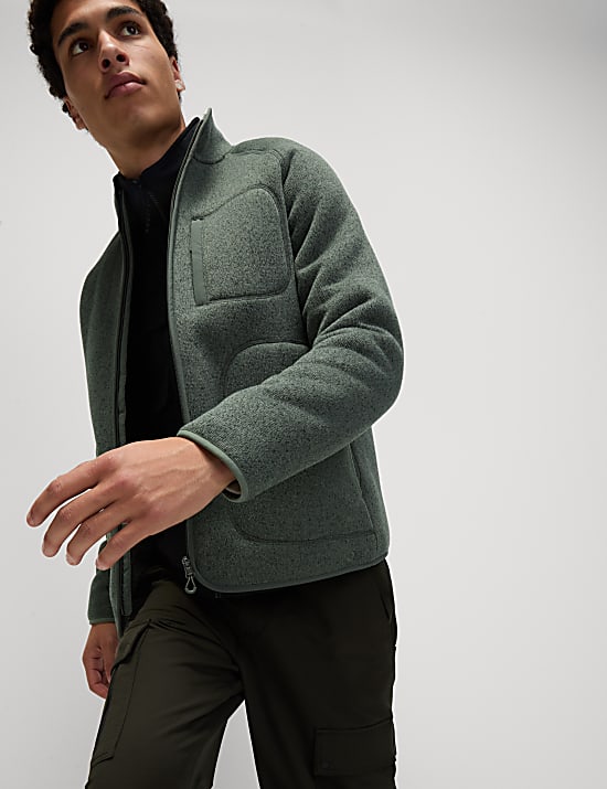 Fleece Lined Knitted Zip Up Jacket