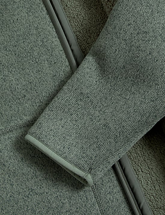 Fleece Lined Knitted Zip Up Jacket