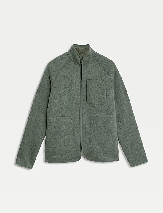 Fleece Lined Knitted Zip Up Jacket