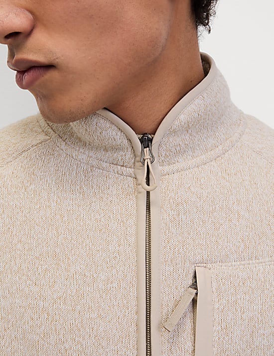Fleece Lined Knitted Zip Up Jacket