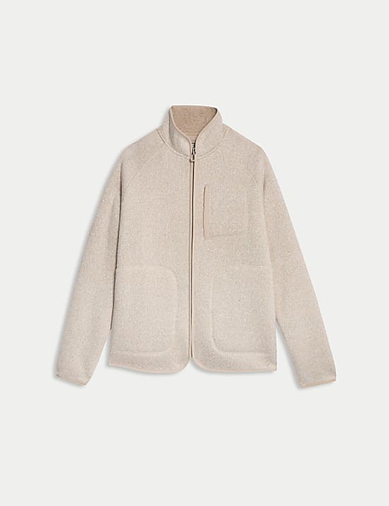 Fleece Lined Knitted Zip Up Jacket