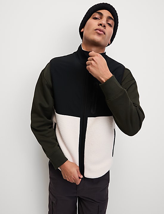 Polar Fleece Patterned Funnel Neck Gilet