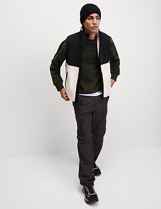 Polar Fleece Patterned Funnel Neck Gilet