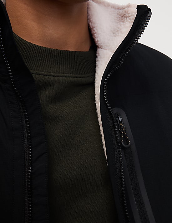 Polar Fleece Patterned Funnel Neck Gilet