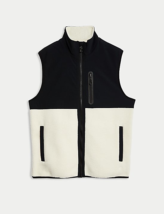 Polar Fleece Patterned Funnel Neck Gilet