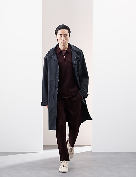 Cotton Rich Textured Half Zip Sweatshirt