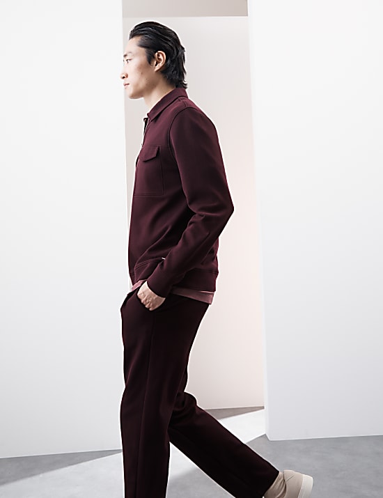 Cotton Rich Textured Half Zip Sweatshirt