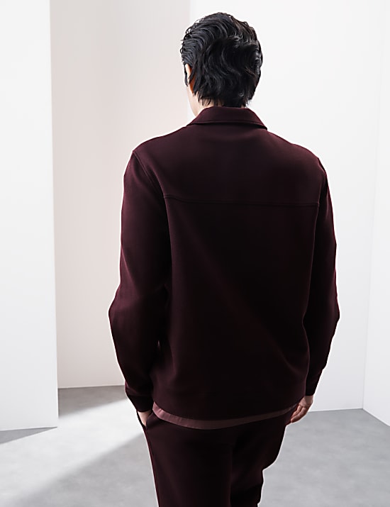 Cotton Rich Textured Half Zip Sweatshirt