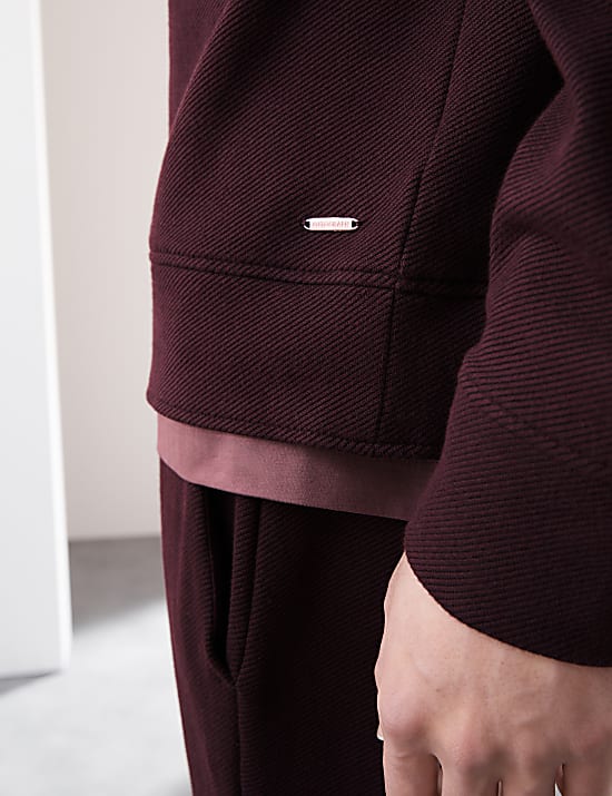 Cotton Rich Textured Half Zip Sweatshirt