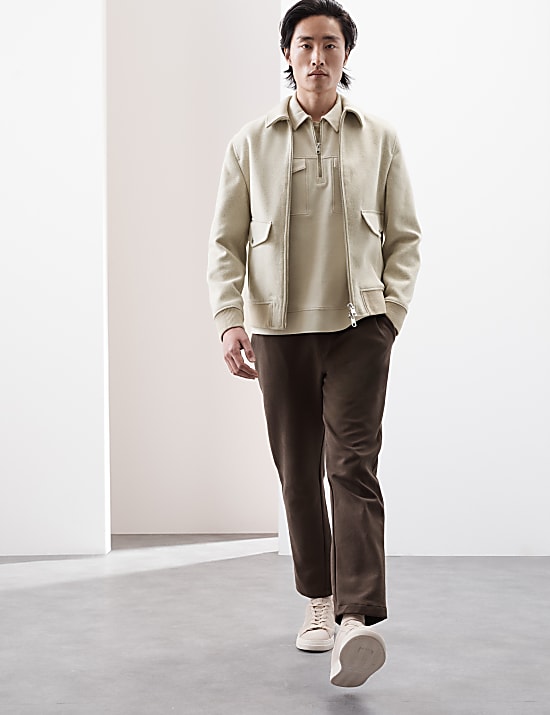 Cotton Rich Textured Half Zip Sweatshirt