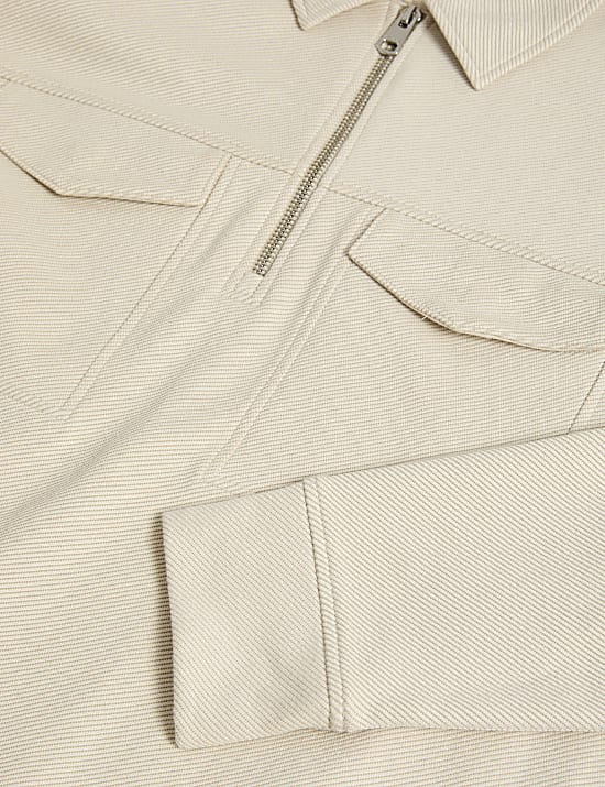 Cotton Rich Textured Half Zip Sweatshirt