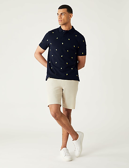 Pure Cotton Pique Embroidered Polo Shirt