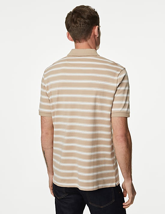 Pure Cotton Striped Polo Shirt