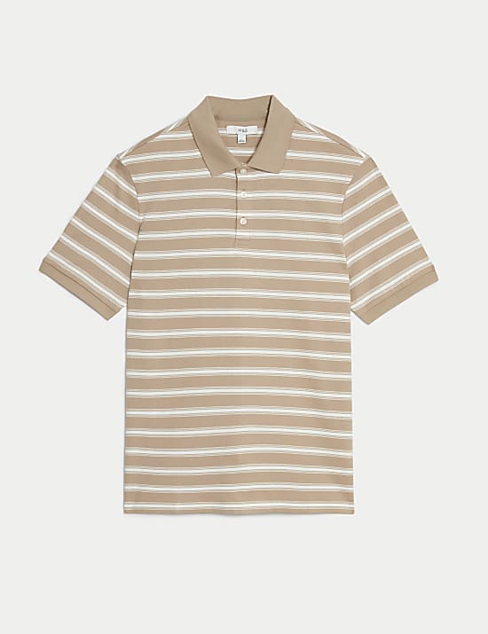 Pure Cotton Striped Polo Shirt