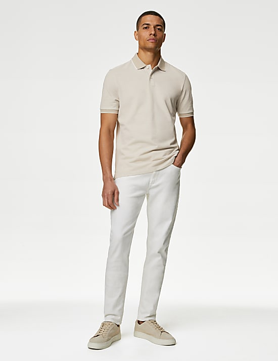 Kemeja Bahan Pique Katun Murni Kerah Lancip