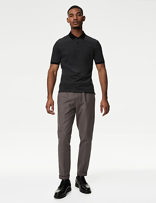 Kemeja Bahan Pique Katun Murni Kerah Lancip