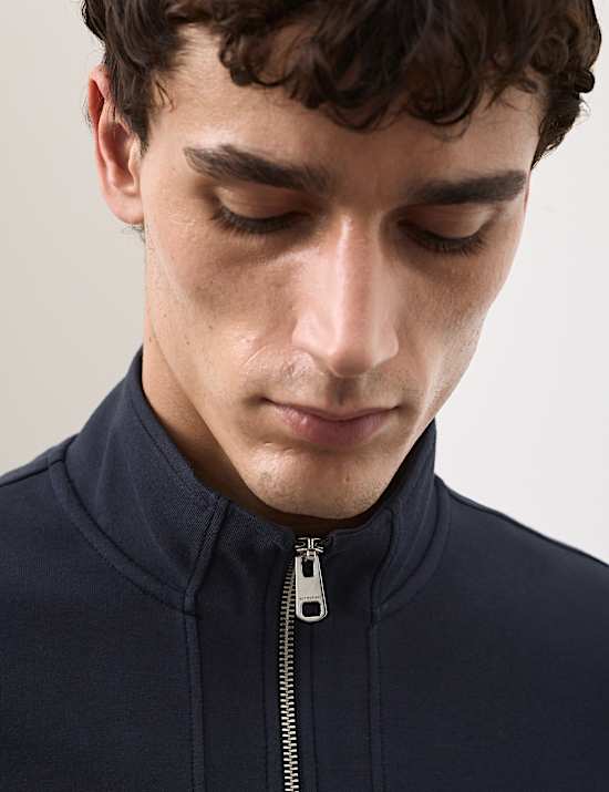 Cotton Rich Funnel Neck Zip Up Jacket