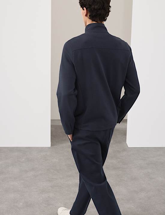 Cotton Rich Funnel Neck Zip Up Jacket