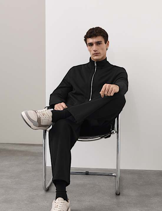 Veste en coton &agrave; col chemin&eacute;e et fermeture zipp&eacute;e