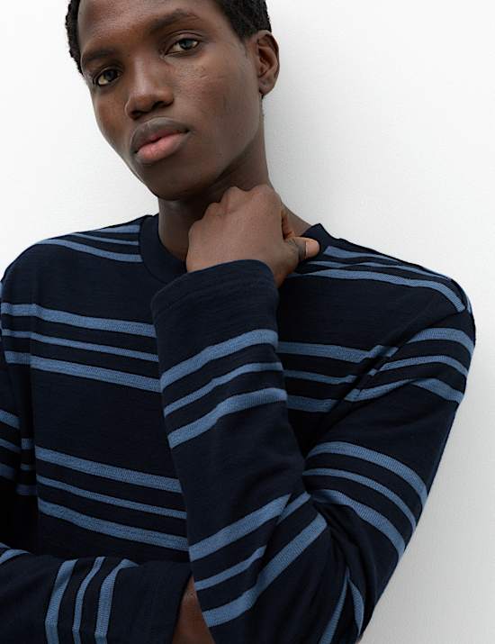 Pure Cotton Striped Long Sleeve T-Shirt