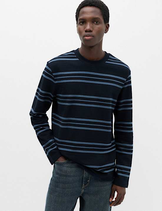 Pure Cotton Striped Long Sleeve T-Shirt
