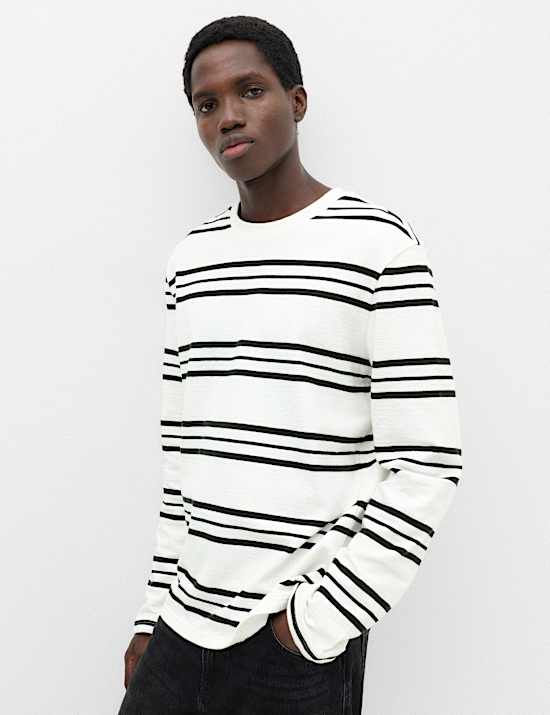 Pure Cotton Striped Long Sleeve T-Shirt