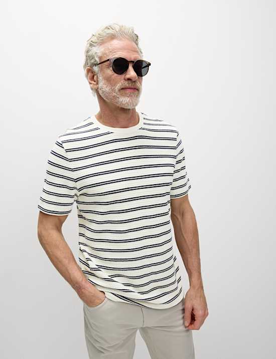 Cotton Rich Striped Textured T-Shirt