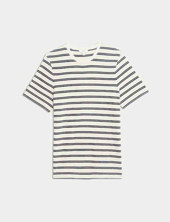 Cotton Rich Striped Textured T-Shirt