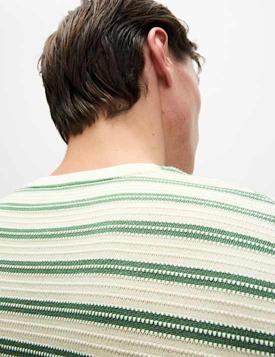 Cotton Rich Striped Textured T-Shirt