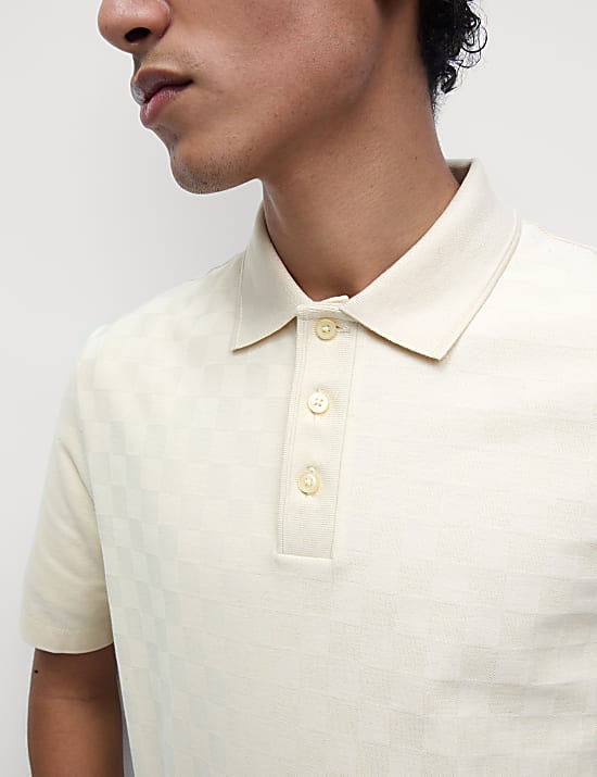 Polo en piqu&eacute; 100 % coton textur&eacute;