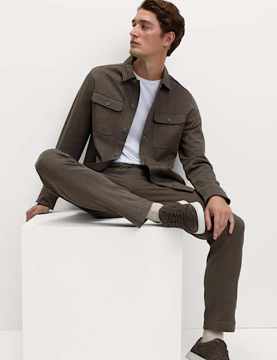 Jogginghose mit hohem Baumwollanteil und Fischgrätmuster