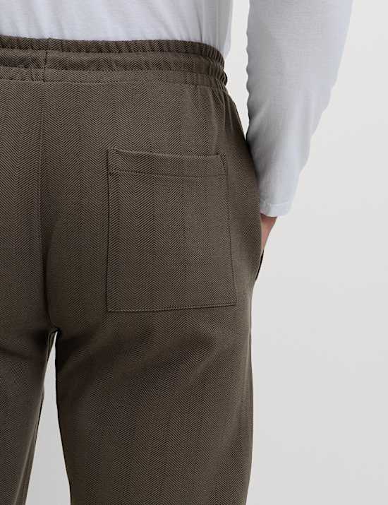 Jogginghose mit hohem Baumwollanteil und Fischgrätmuster