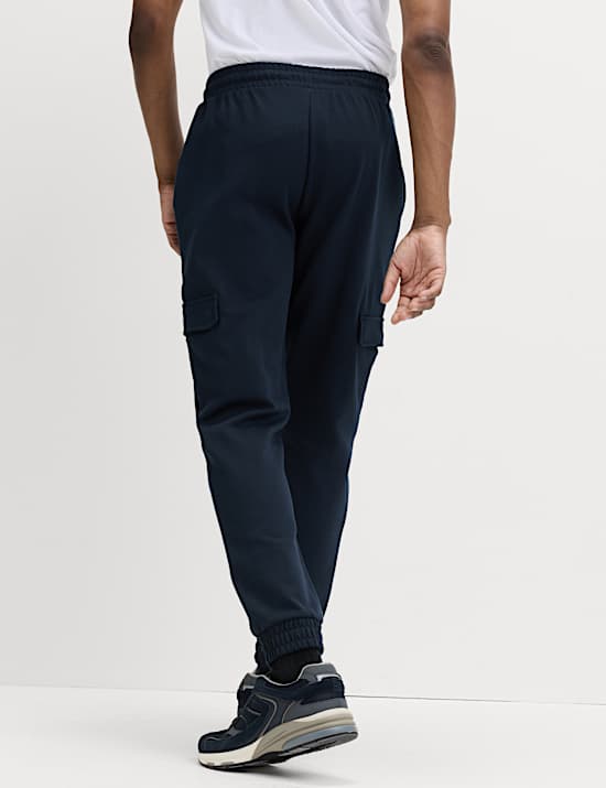 Regular Fit Herringbone Cargo Joggers