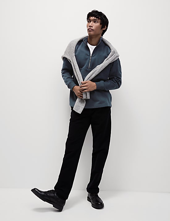 Cotton Rich Funnel Neck Half Zip Sweatshirt