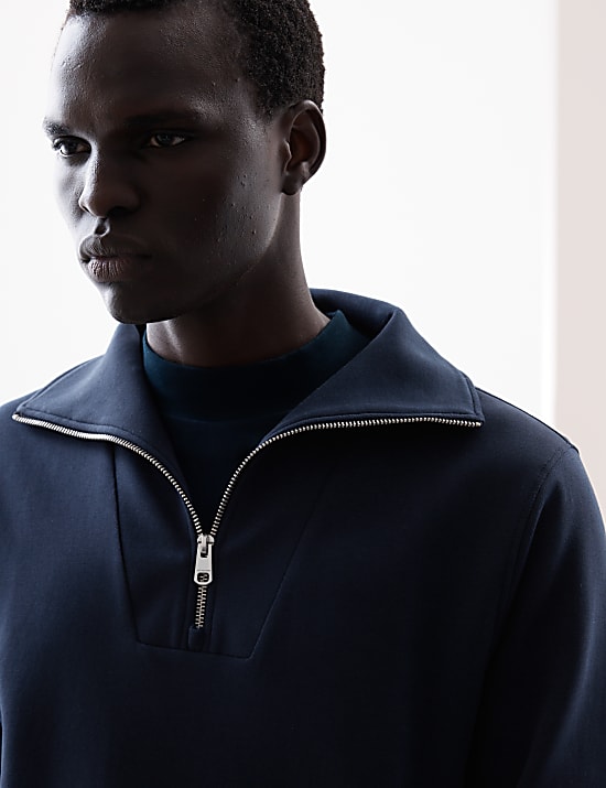 Cotton Rich Half Zip Sweatshirt