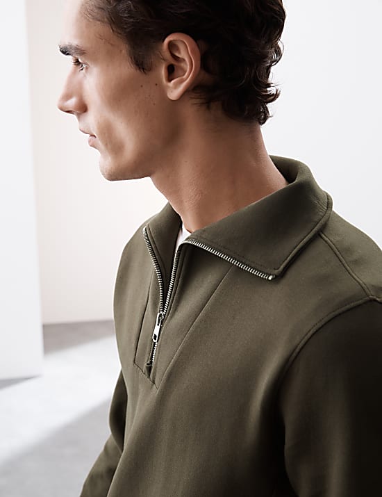 Cotton Rich Half Zip Sweatshirt