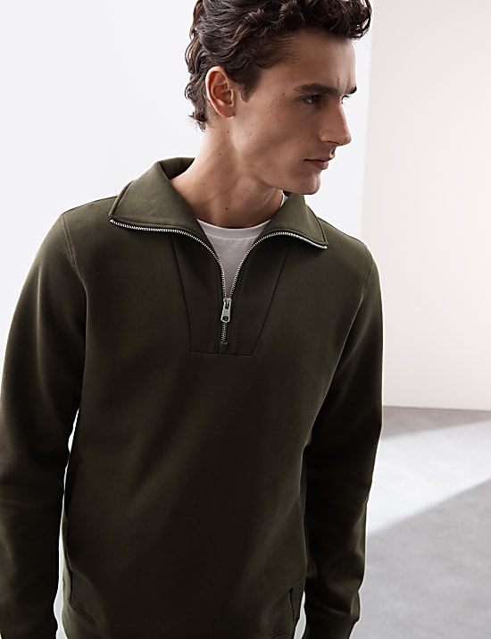 Cotton Rich Half Zip Sweatshirt