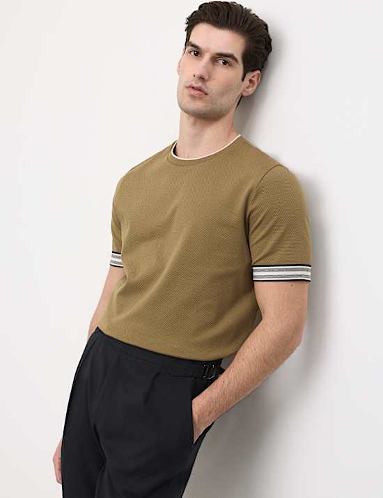 Pure Cotton Banded Cuff Popcorn T-shirt