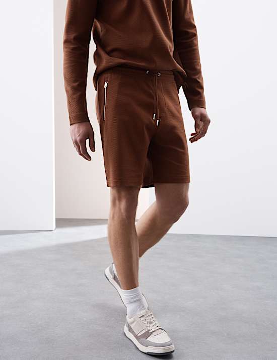 Short de pyjama gaufré en coton