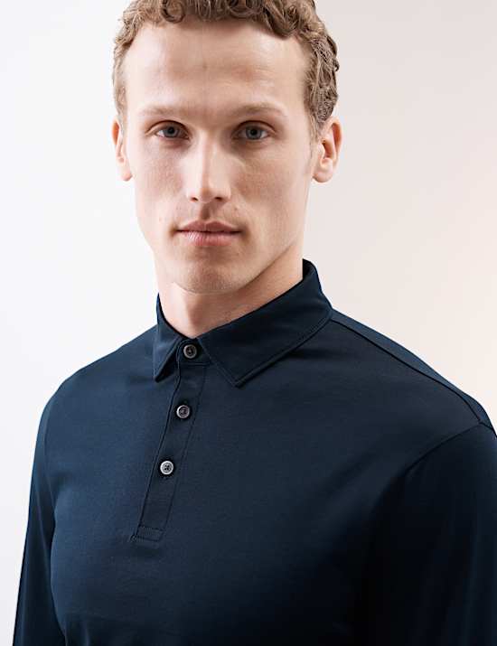 Pure Supima® Cotton Long Sleeve Polo Shirt