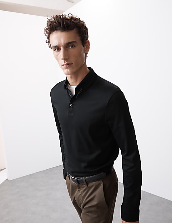 Pure Supima&reg; Cotton Long Sleeve Polo Shirt