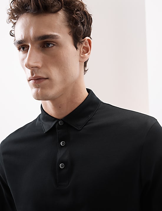 Pure Supima&reg; Cotton Long Sleeve Polo Shirt