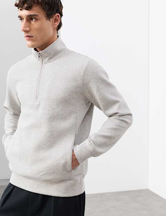 Cotton Rich Half Zip Sweatshirt
