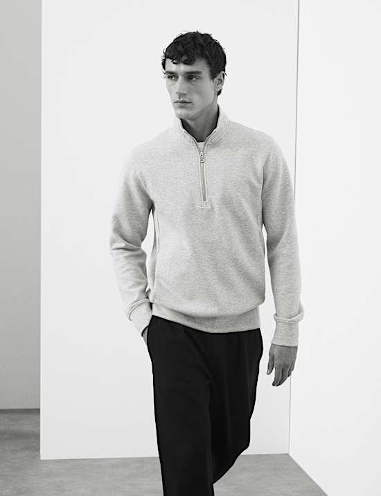 Cotton Rich Half Zip Sweatshirt