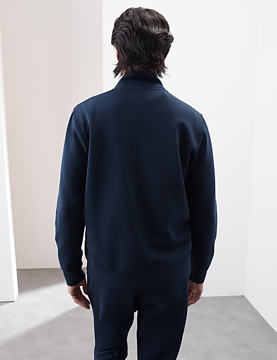 Cotton Rich Zip Up Funnel Neck Jacket