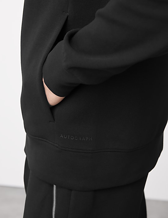 Cotton Rich Zip Up Funnel Neck Jacket